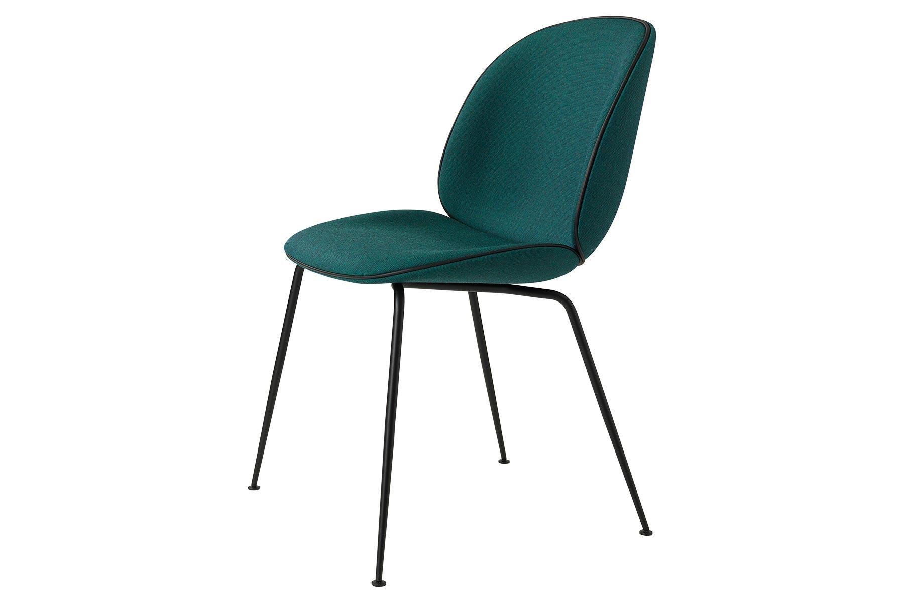 Beetle Dining Chair, Fully Upholstered, Conic Base, Matte Black For Sale 3