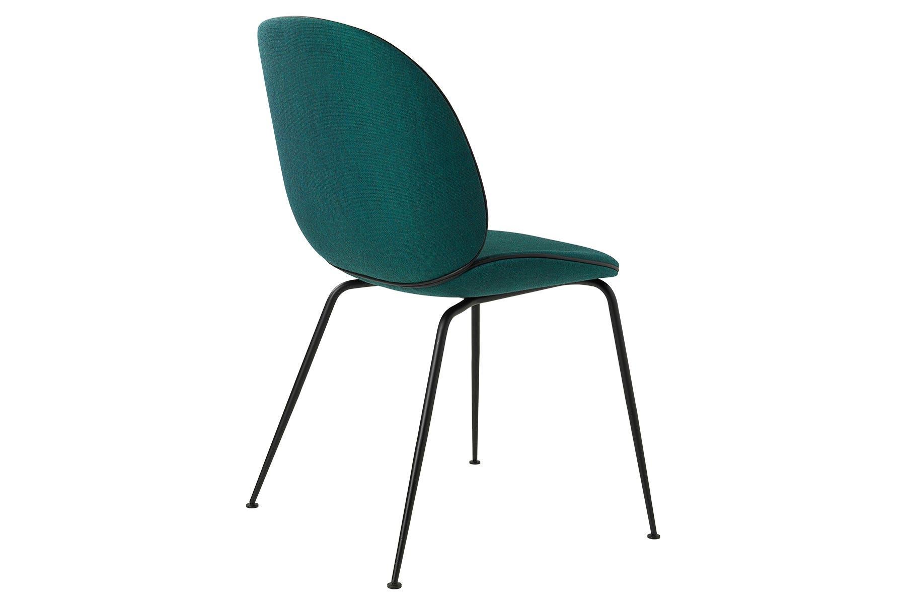 Beetle Dining Chair, Fully Upholstered, Conic Base, Matte Black For Sale 4