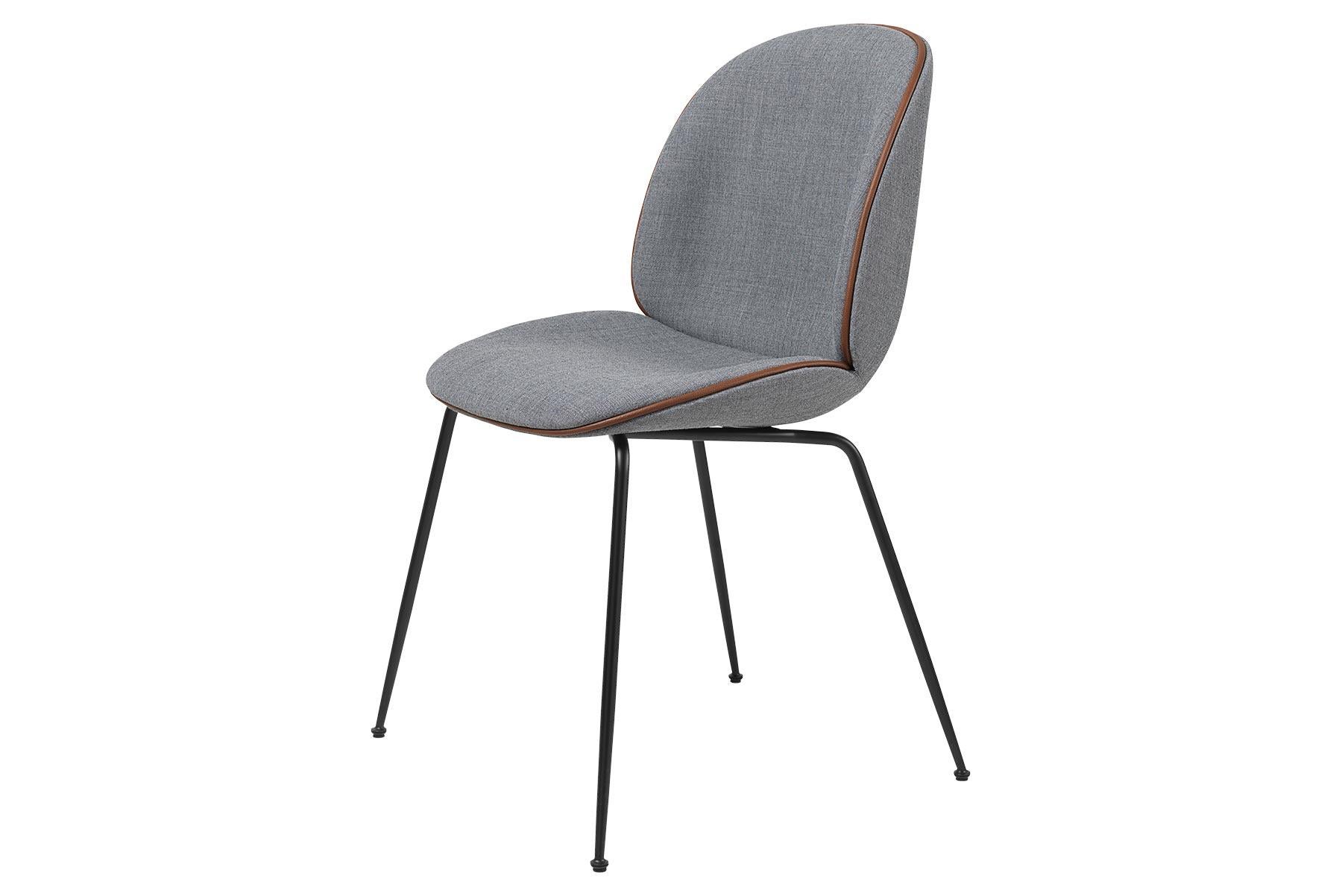 Beetle Dining Chair, Fully Upholstered, Conic Base, Matte Black For Sale 5