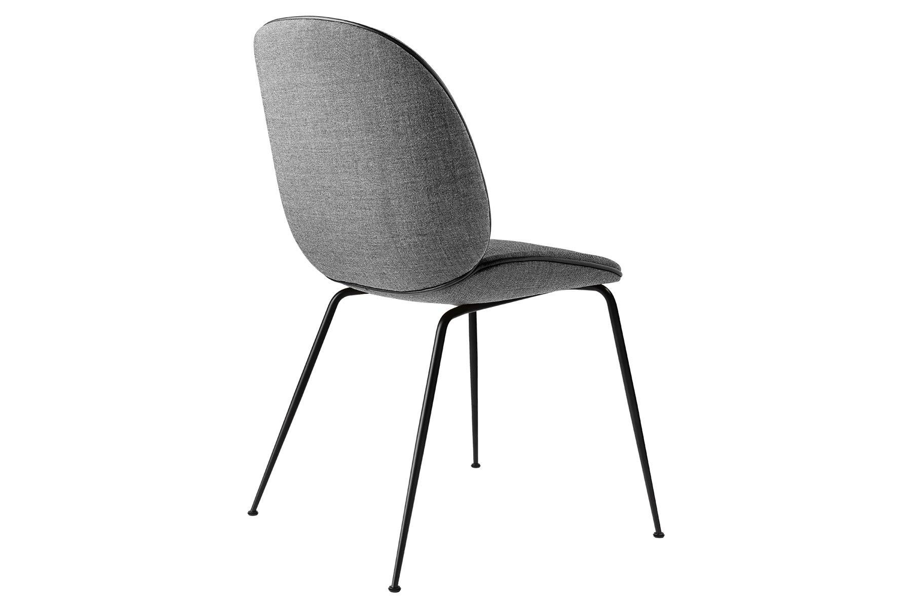 Beetle Dining Chair, Fully Upholstered, Conic Base, Matte Black For Sale 6