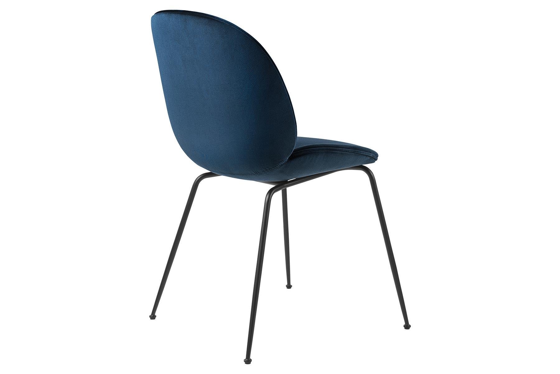 Beetle Dining Chair, Fully Upholstered, Conic Base, Matte Black In New Condition For Sale In Berkeley, CA