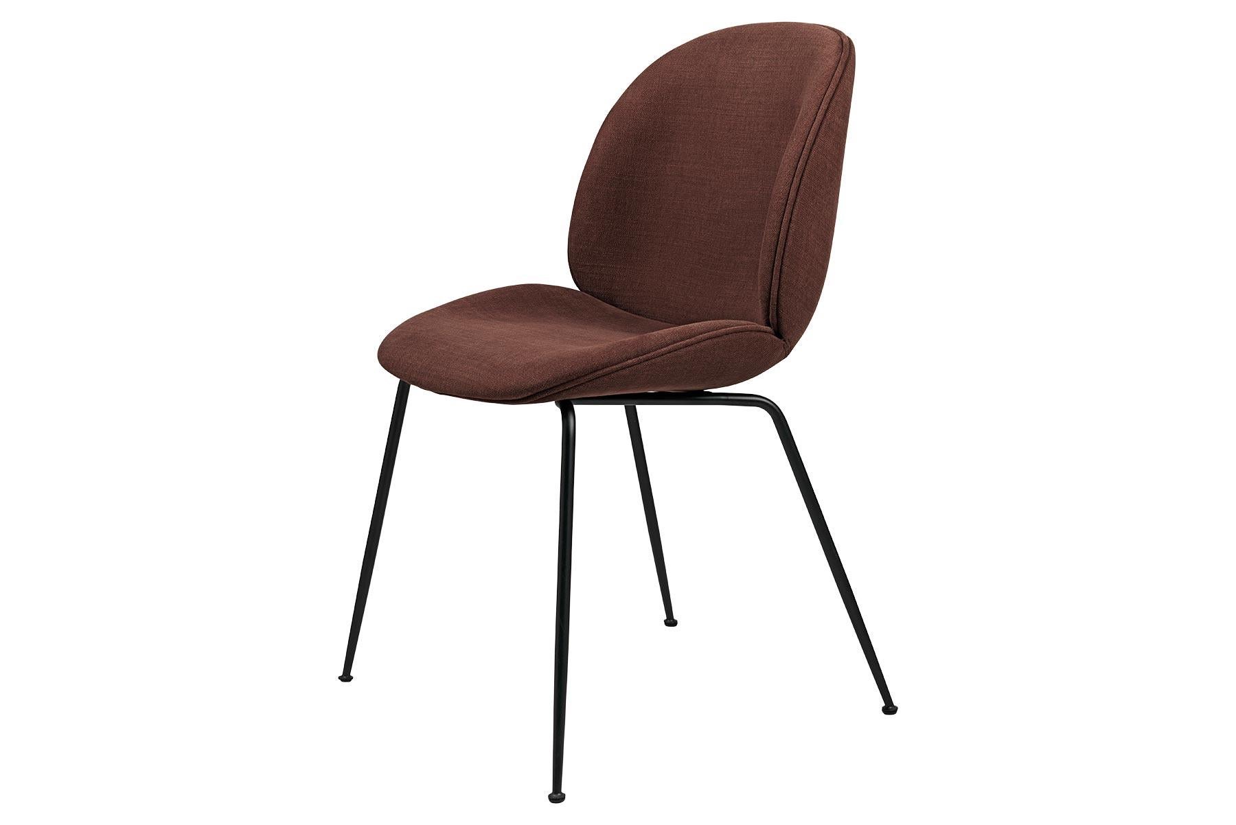 Beetle Dining Chair, Fully Upholstered, Conic Base, Matte Black For Sale 1