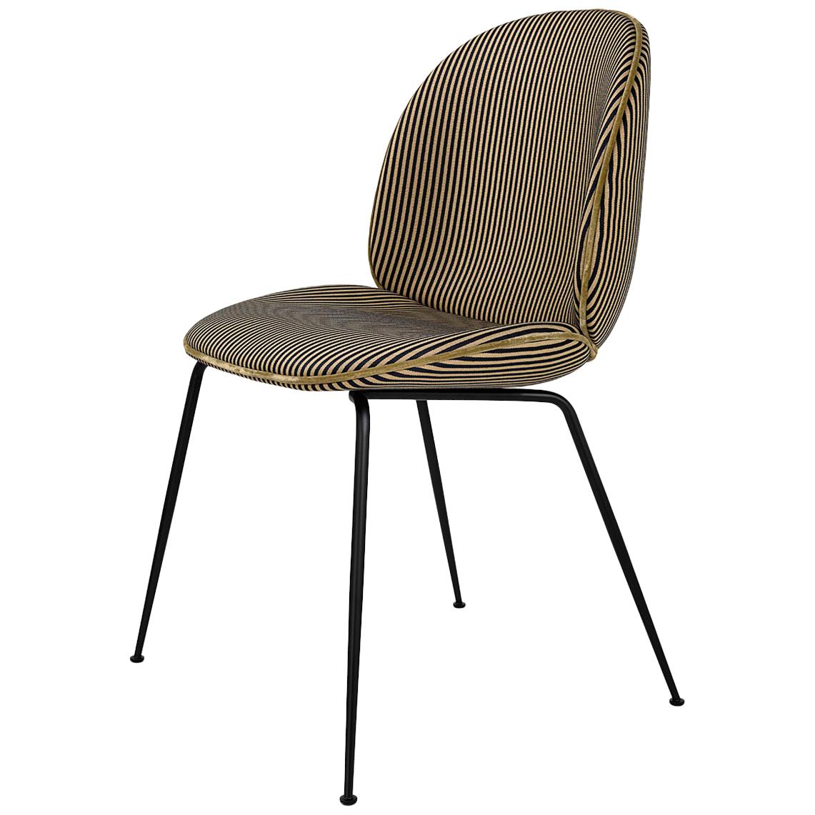 Beetle Dining Chair, Fully Upholstered, Conic Base, Matte Black For Sale