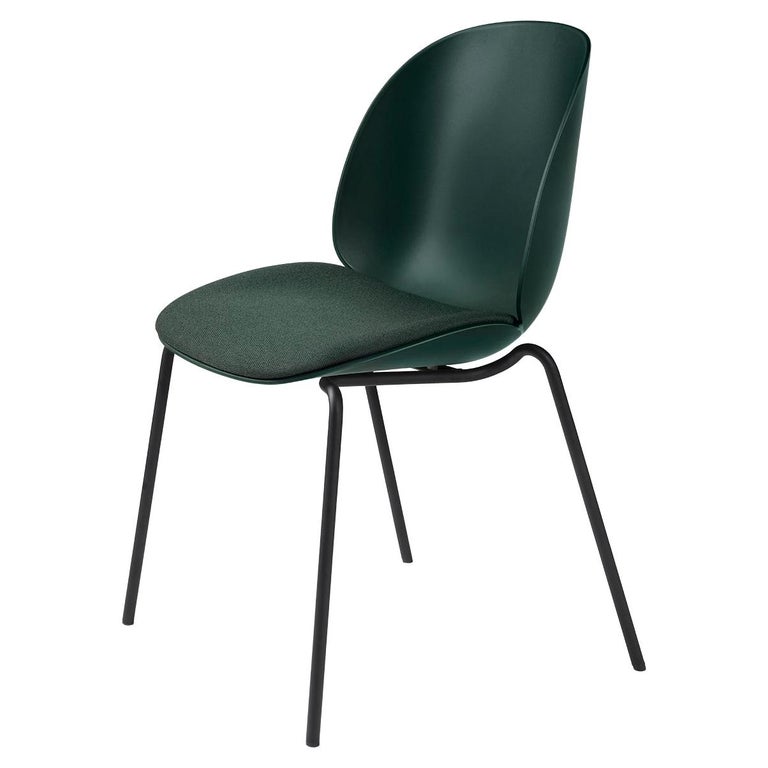 Beetle Dining Chair, Fully Upholstered, Stackable Base, Matte Black  For Sale