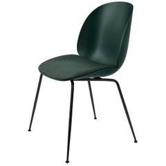 Sedia da pranzo Beetle, sedile imbottito, base conica, nero opaco