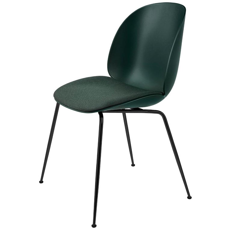 Beetle Dining Chair, Seat Upholstered, Conic Base, Matte Black For Sale