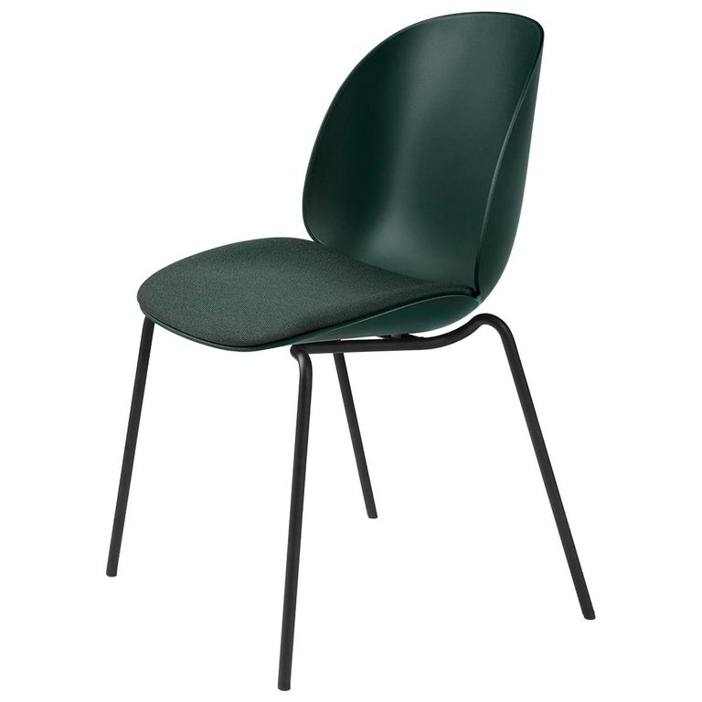 Beetle Dining Chair, Seat Upholstered, Stackable Base, Chrome For Sale