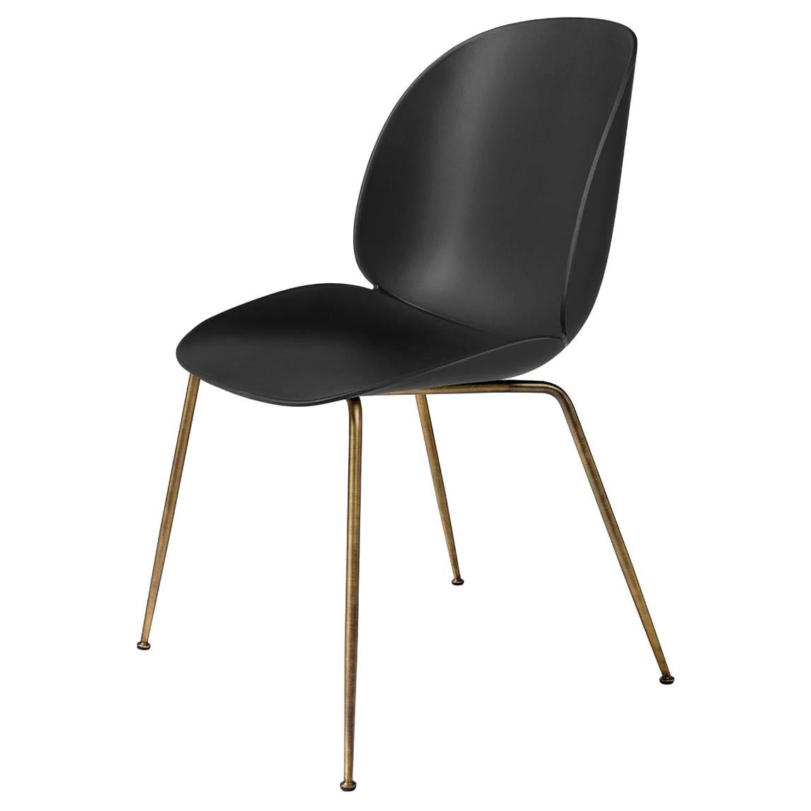Beetle Dining Chair, Un-Upholstered, Conic Base, Antique Brass