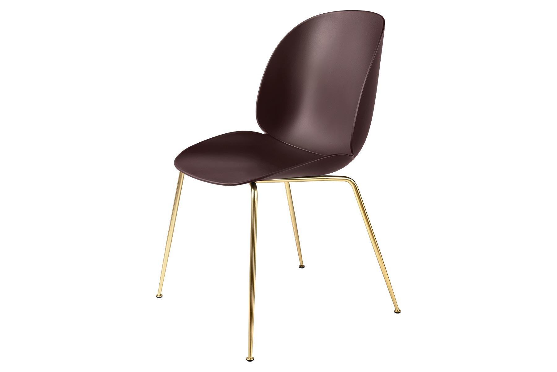 Mid-Century moderno Sedia da pranzo Beetle, non imbottita, base conica, ottone semiopaco in vendita