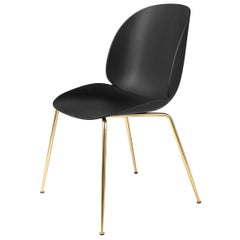 Beetle Dining Chair, Un-Upholstered, Conic Base, Brass Semi Matte