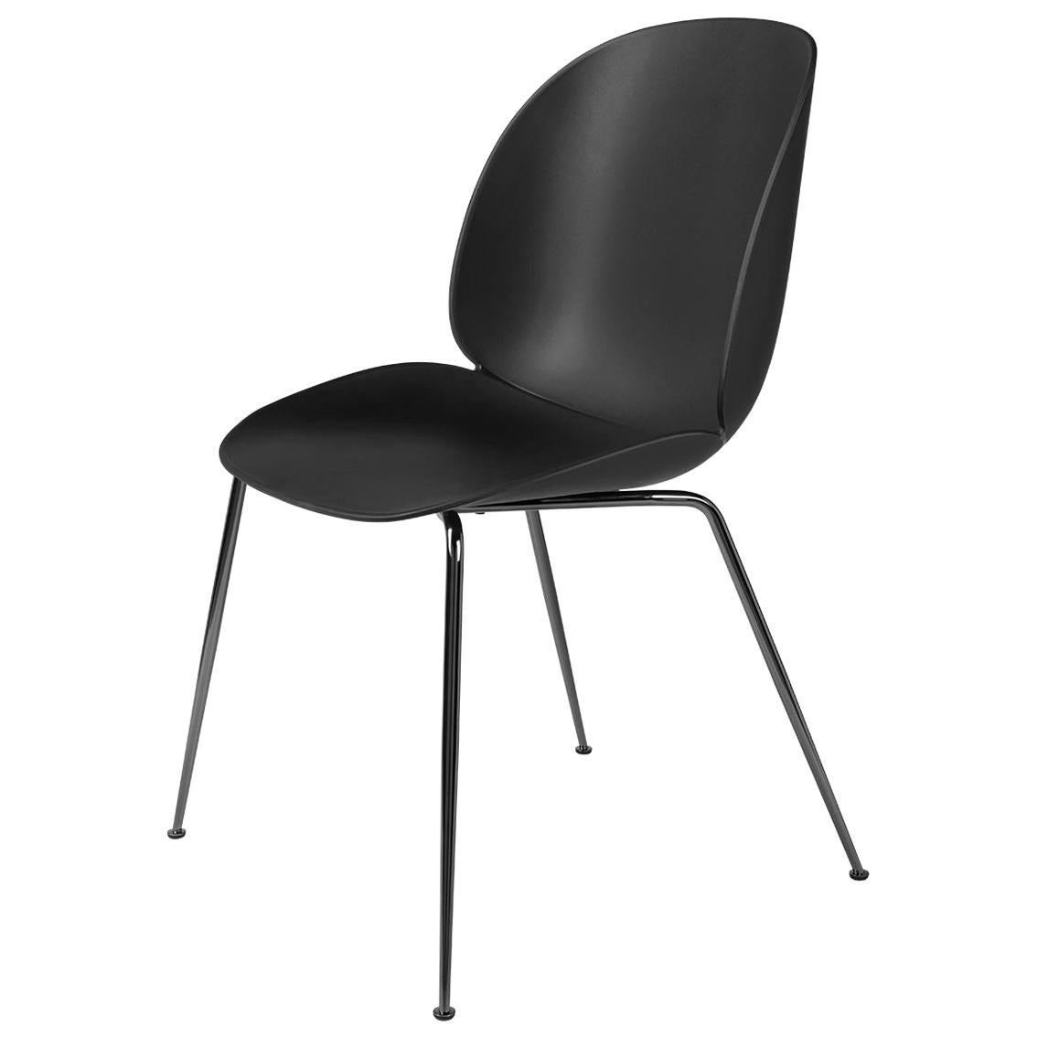 Beetle Dining Chair, Un-Upholstered, Conic Base, Chrome
