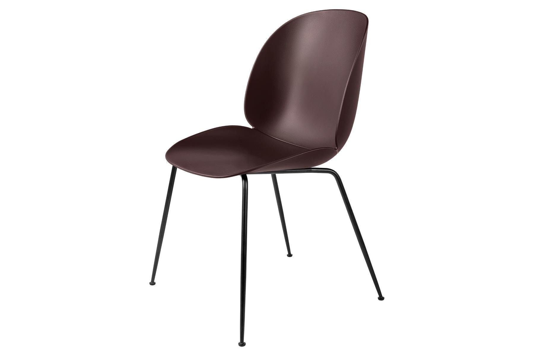 Mid-Century Modern Beetle Dining Chair, Un-Upholstered, Conic Base, Matte Black  For Sale