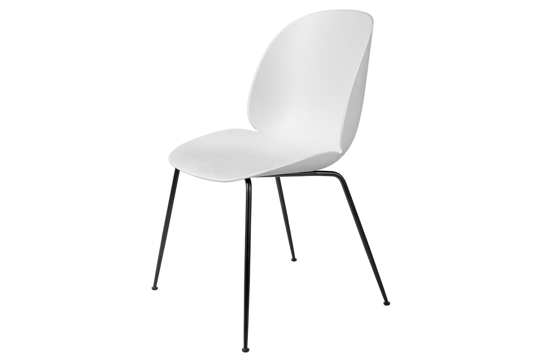 Powder-Coated Beetle Dining Chair, Un-Upholstered, Conic Base, Matte Black  For Sale