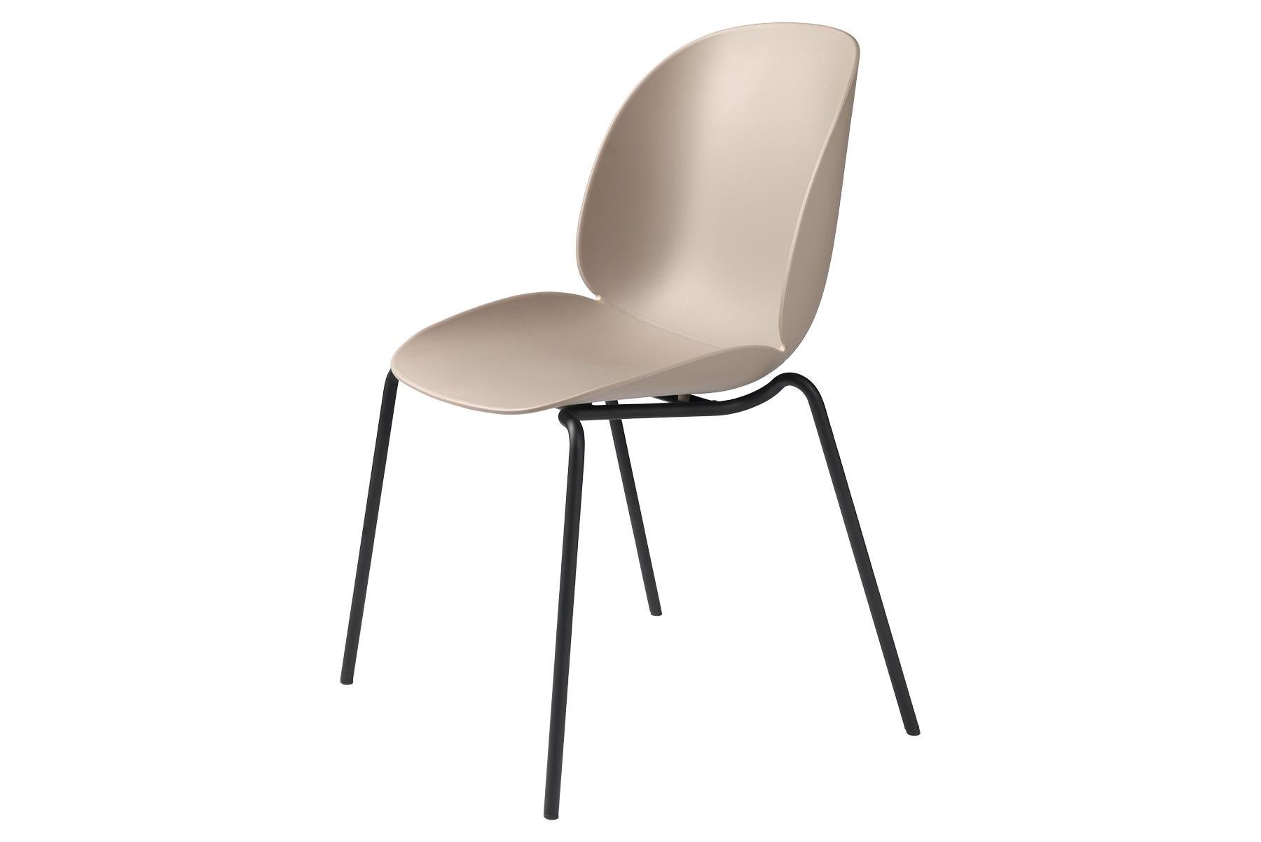 Mid-Century Modern Beetle Dining Chair, Un-Upholstered, Stackable Base, Matte Black For Sale