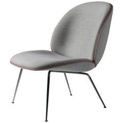 Beetle Lounge Chair, Fully Upholstered, Conic Base, Black Chrome