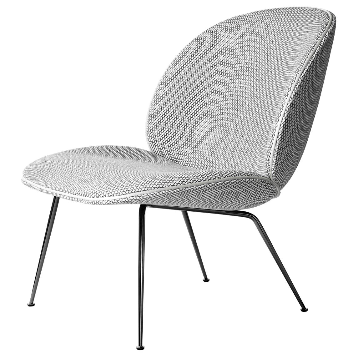 Fauteuil de salon coccinelle, entièrement tapissé, base conique, chrome en vente