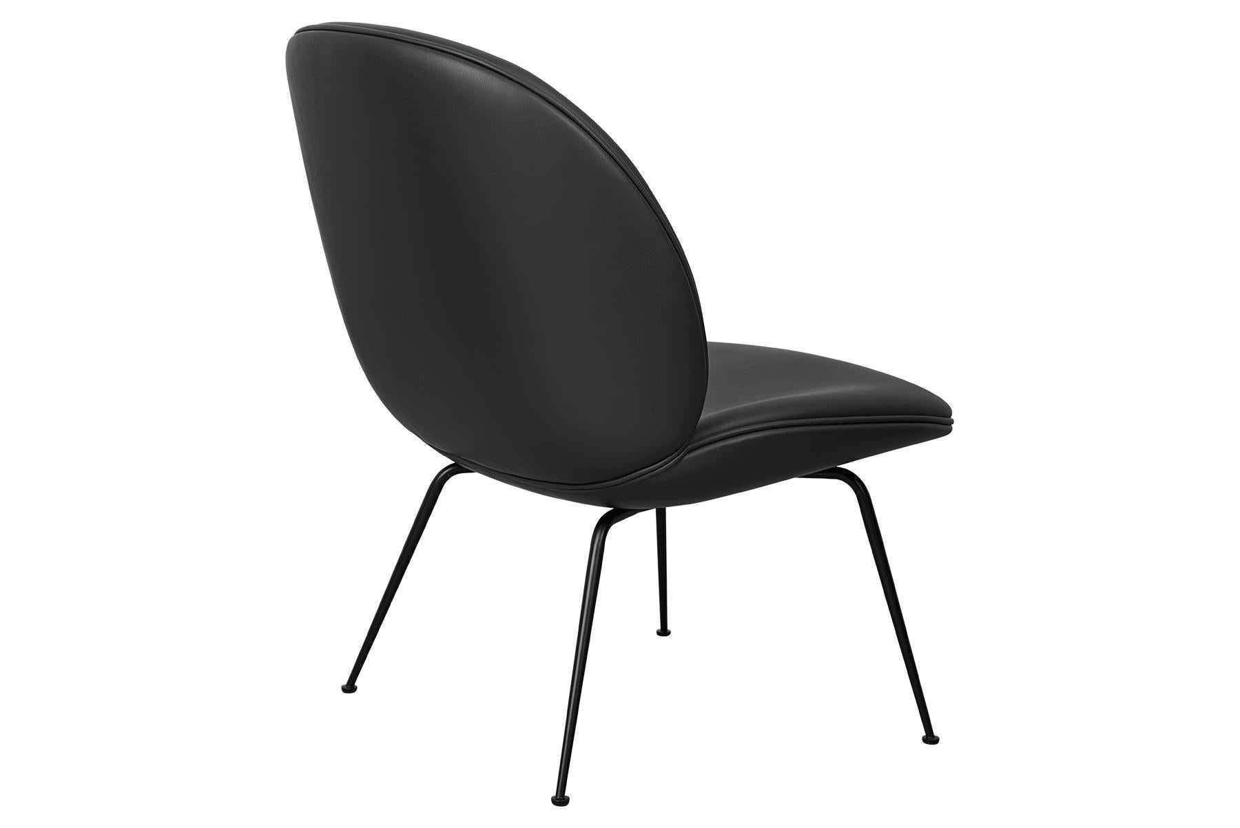 Beetle Lounge Chair, Fully Upholstered, Conic Base, Matte Black For Sale 2