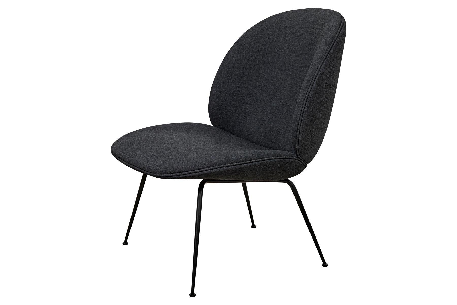 Loungesessel mit Käfer, vollständig gepolstert, konischer Sockel, mattschwarz im Angebot 5