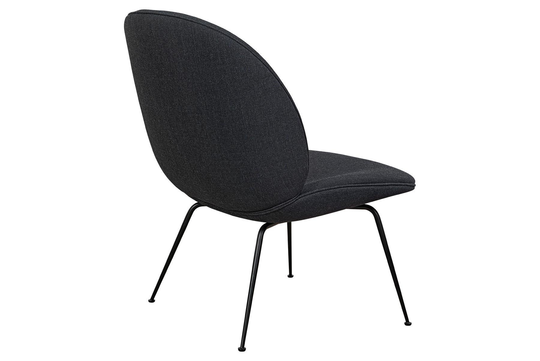 Beetle Lounge Chair, Fully Upholstered, Conic Base, Matte Black For Sale 6