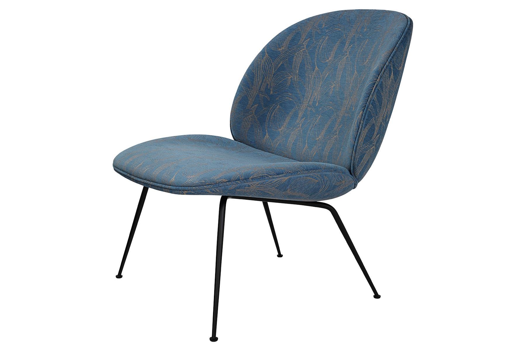 Loungesessel mit Käfer, vollständig gepolstert, konischer Sockel, mattschwarz (Moderne der Mitte des Jahrhunderts) im Angebot