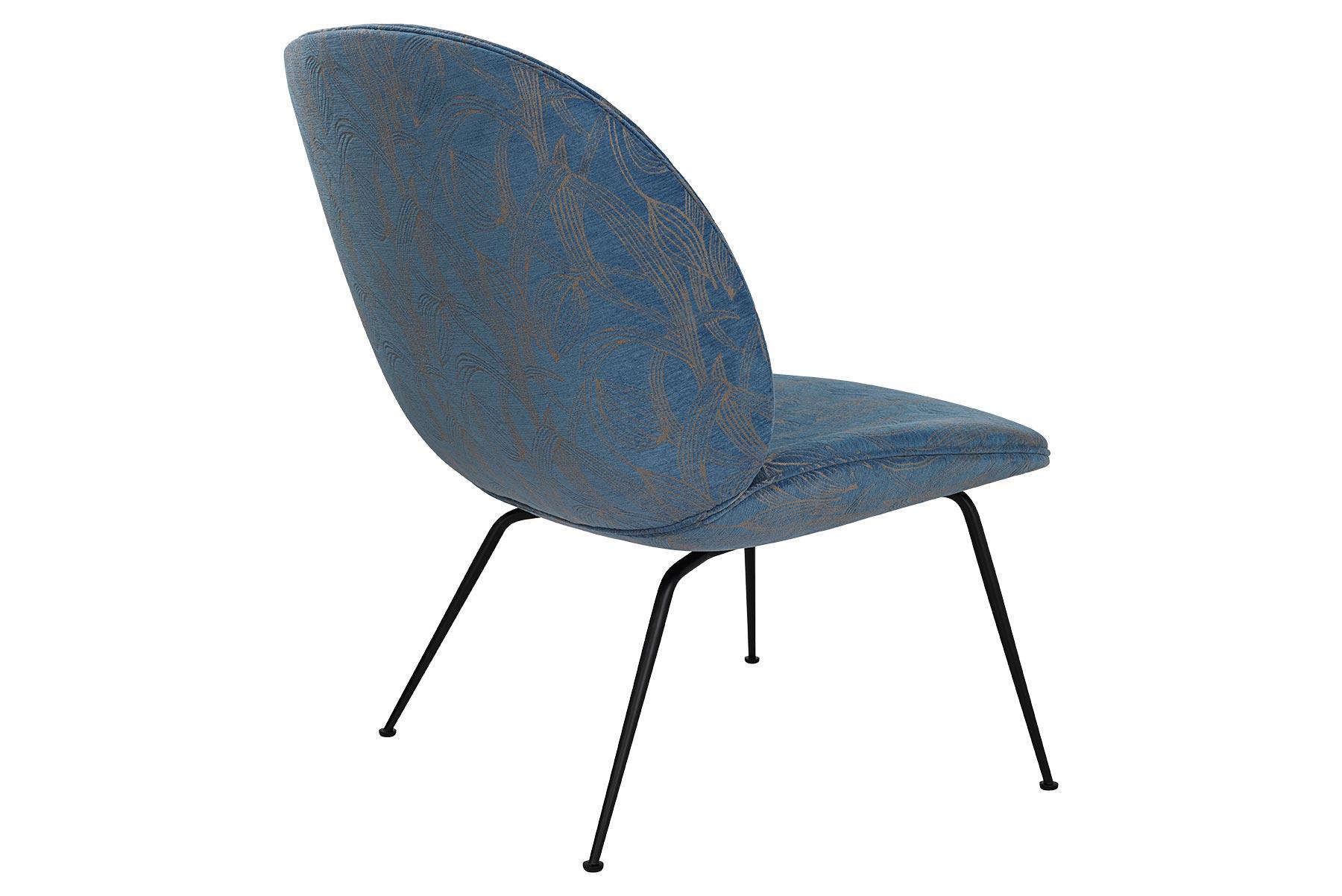 Danish Beetle Lounge Chair, Fully Upholstered, Conic Base, Matte Black For Sale