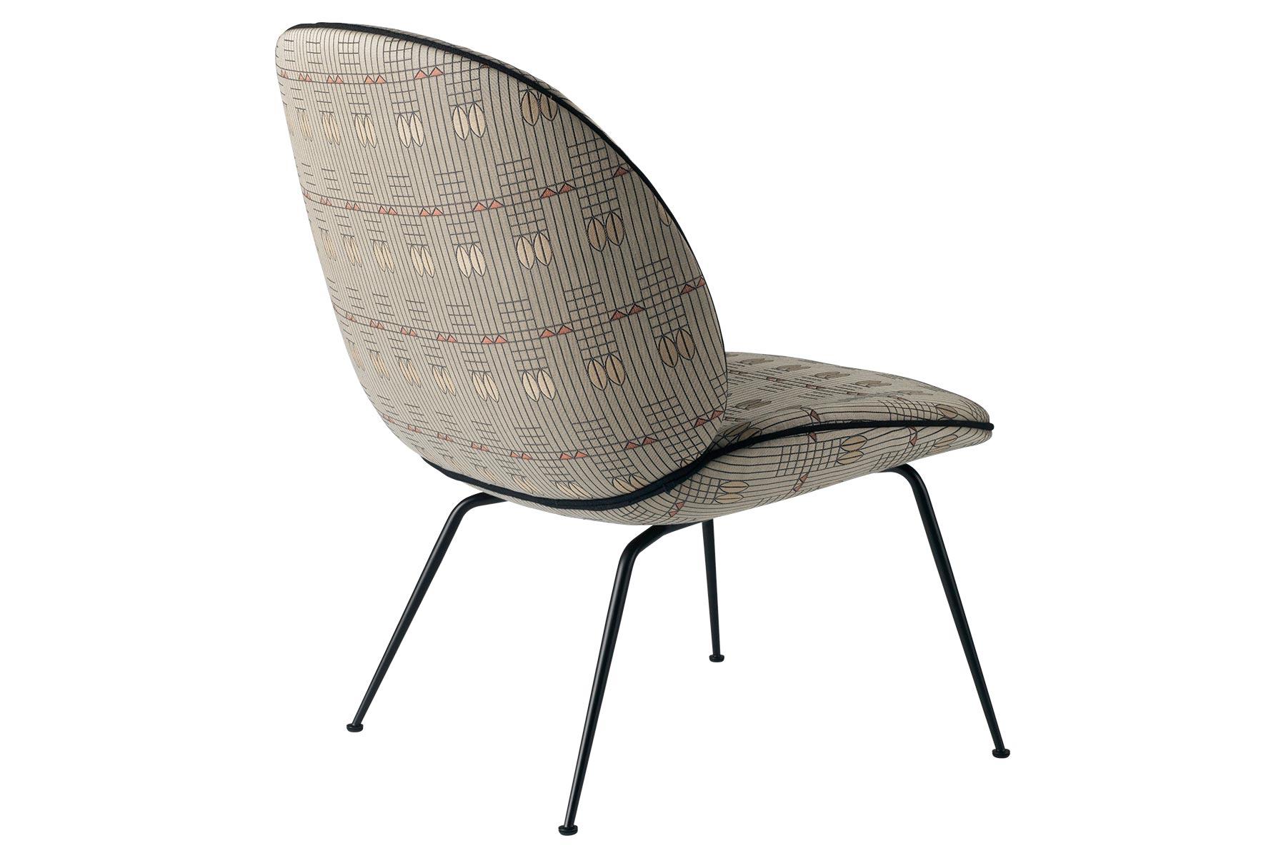 Steel Beetle Lounge Chair, Fully Upholstered, Conic Base, Matte Black For Sale