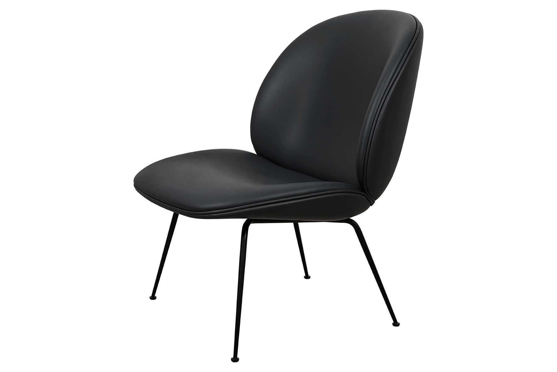 Beetle Lounge Chair, Fully Upholstered, Conic Base, Matte Black For Sale 1