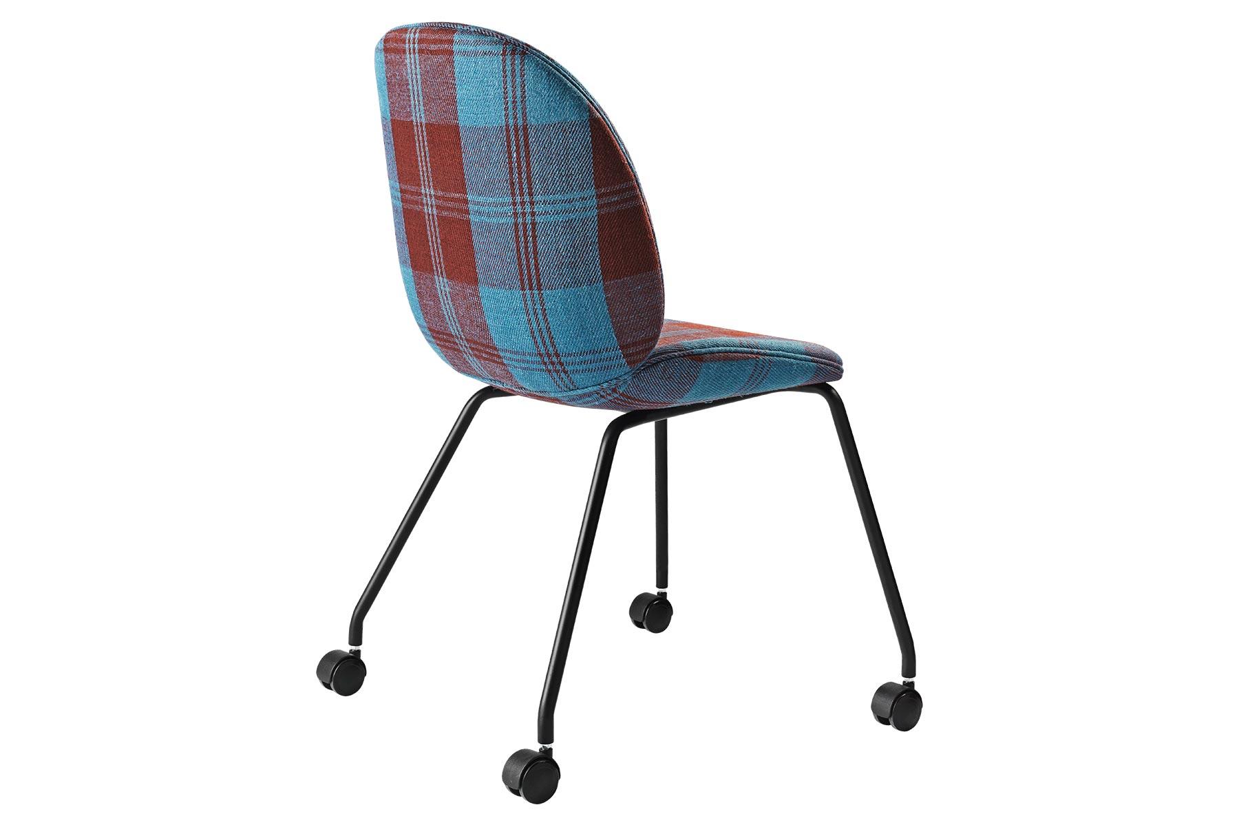 Mid-Century Modern Beetle Meeting Chair, Fully Upholstered, 4 Legs with Castors For Sale