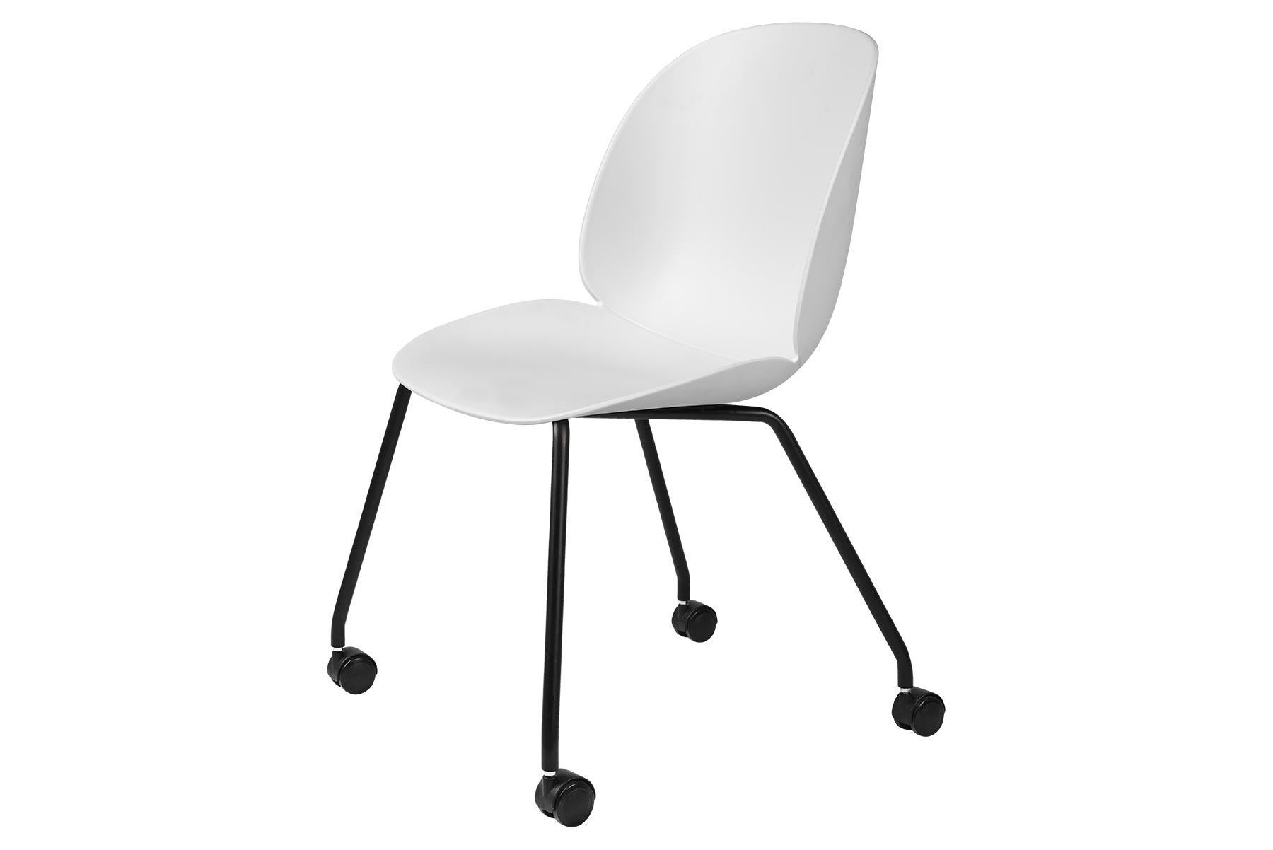 Contemporary Beetle Meeting Chair, Un-Upholstered, 4 Legs with Castors For Sale