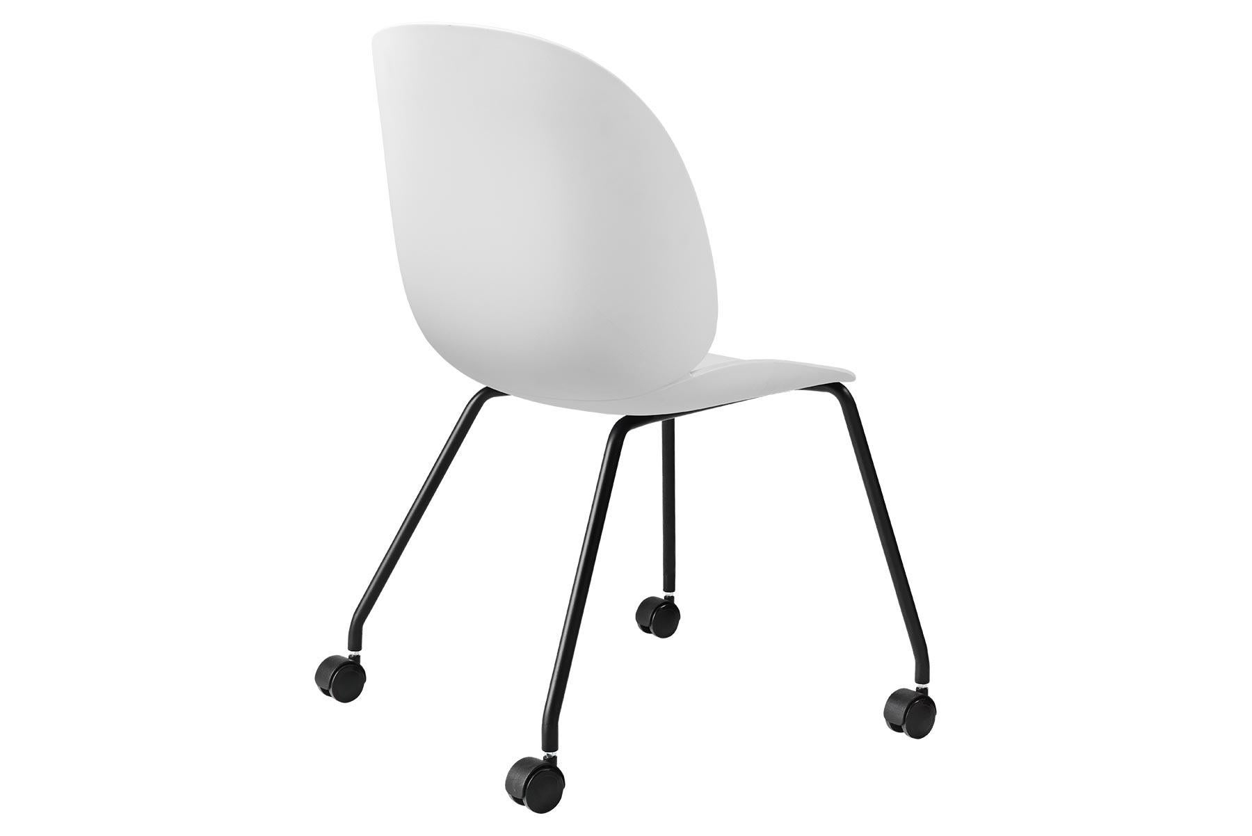 Steel Beetle Meeting Chair, Un-Upholstered, 4 Legs with Castors For Sale
