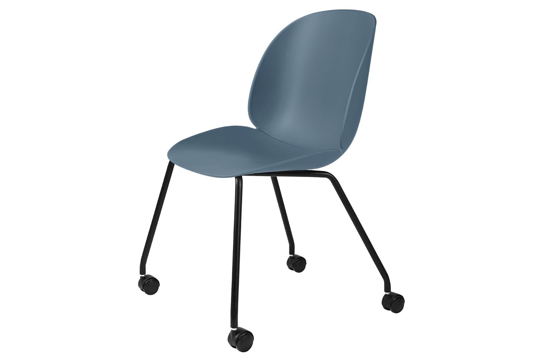 Beetle Meeting Chair, Un-Upholstered, 4 Legs with Castors For Sale 1