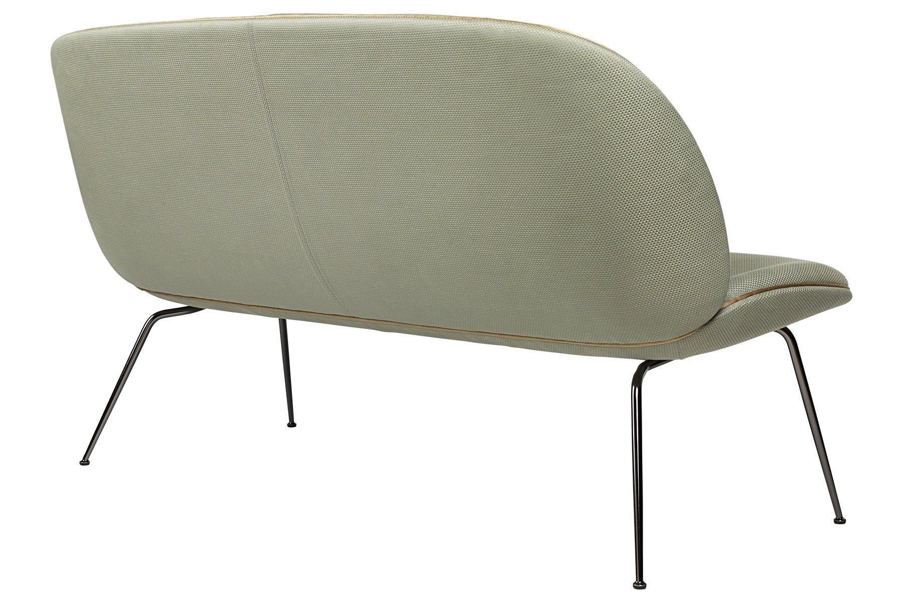 Beetle Sofa, Conic Base, Fully Upholstered with Black Chrome Legs For Sale 1