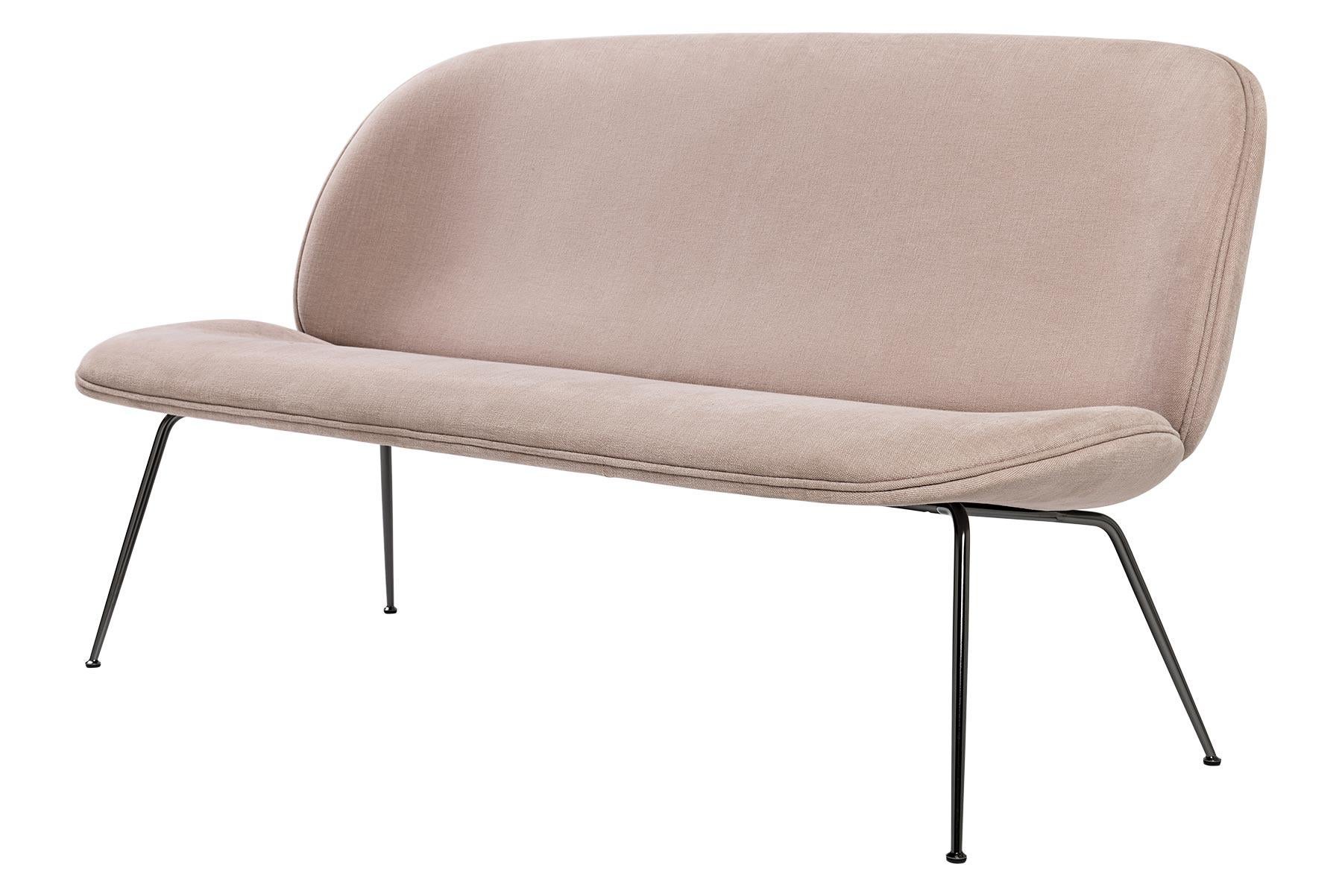 Beetle Sofa, Conic Base, Fully Upholstered with Semi-Matte Brass Legs For Sale 2