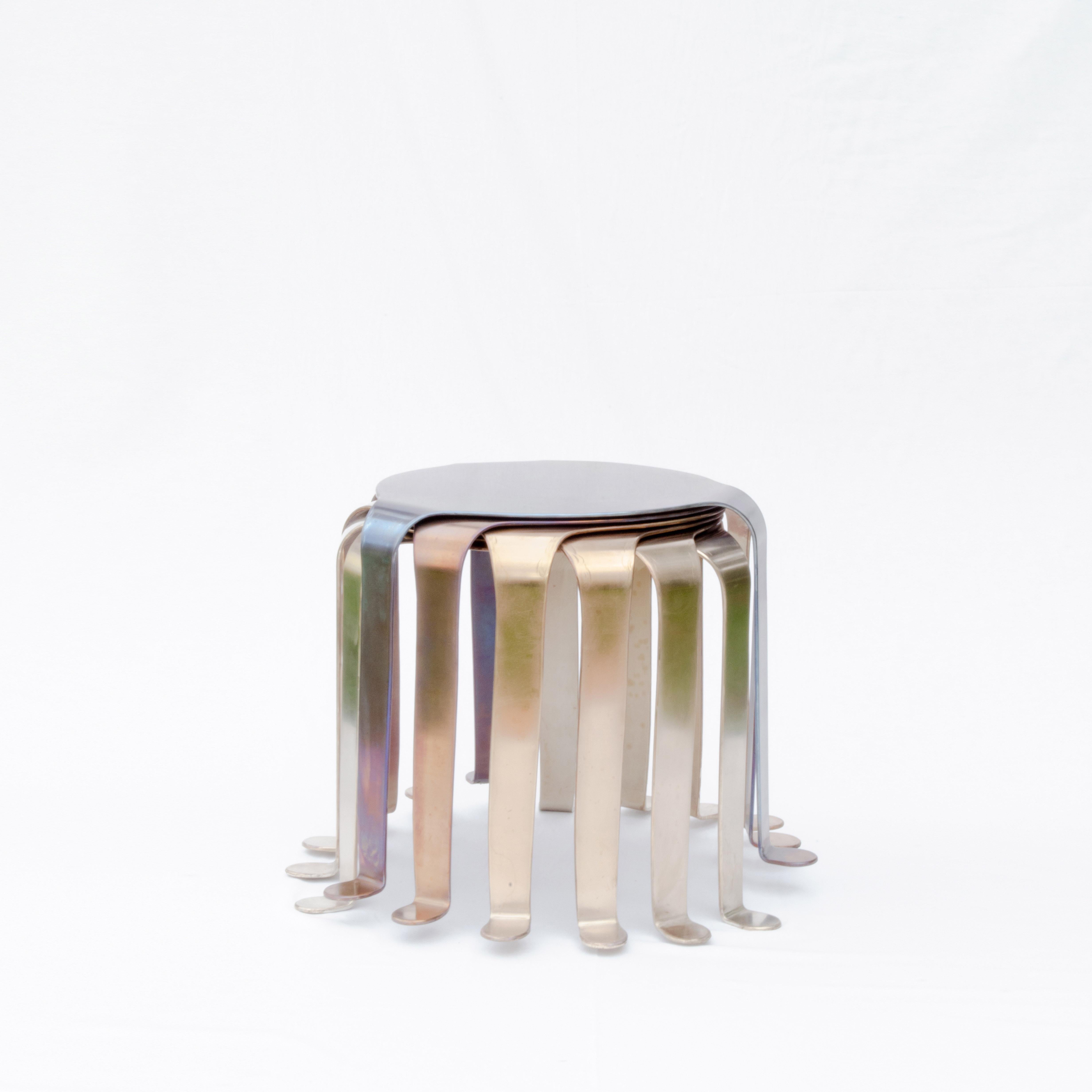 Stainless Steel Beetle Stool 600 by Daan De Wit For Sale