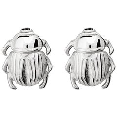 Silver Beetle Stud Earrings
