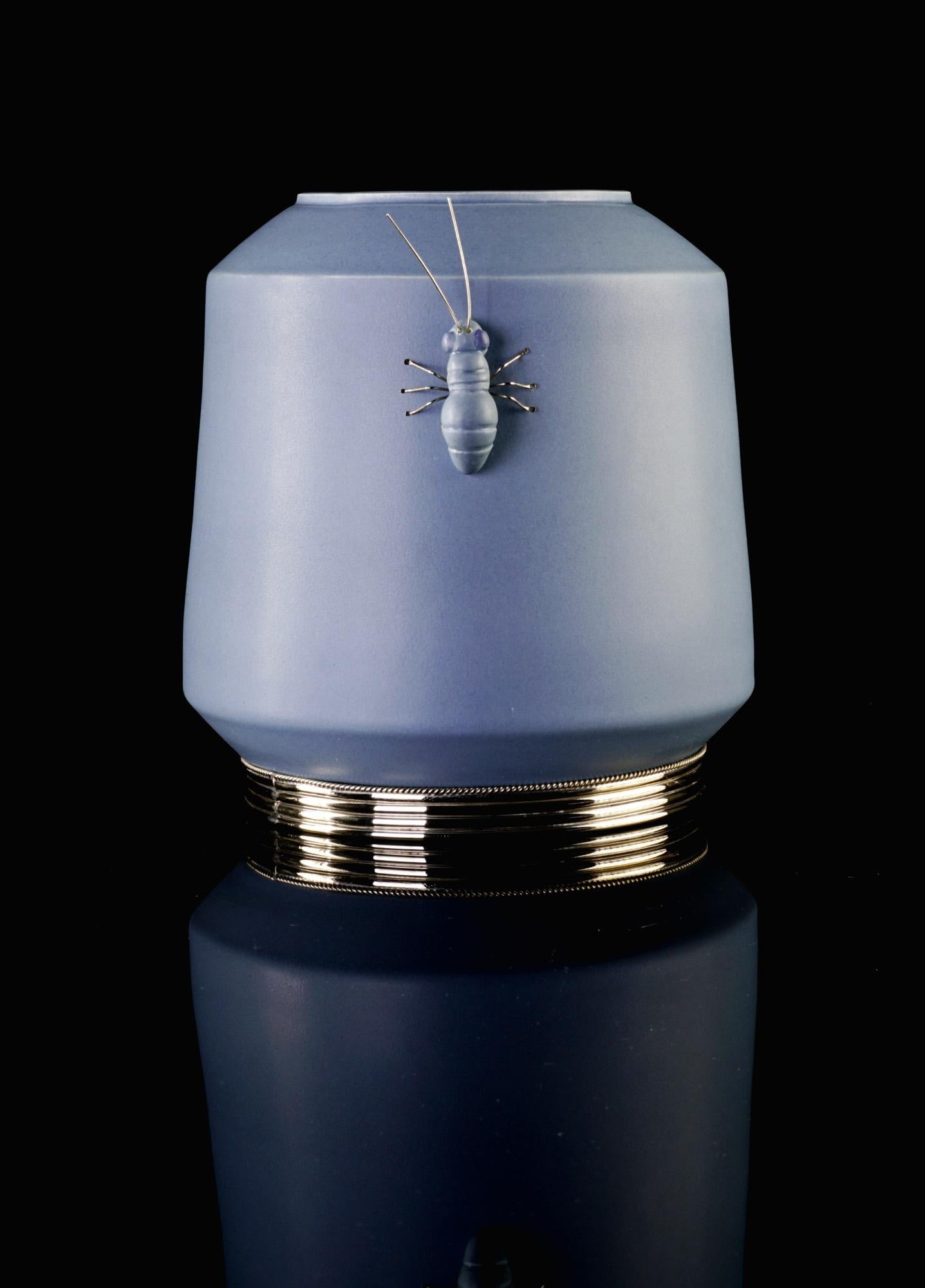 Other BeetleJar by Estudio Guerrero, Glazed Ceramic and White Metal
