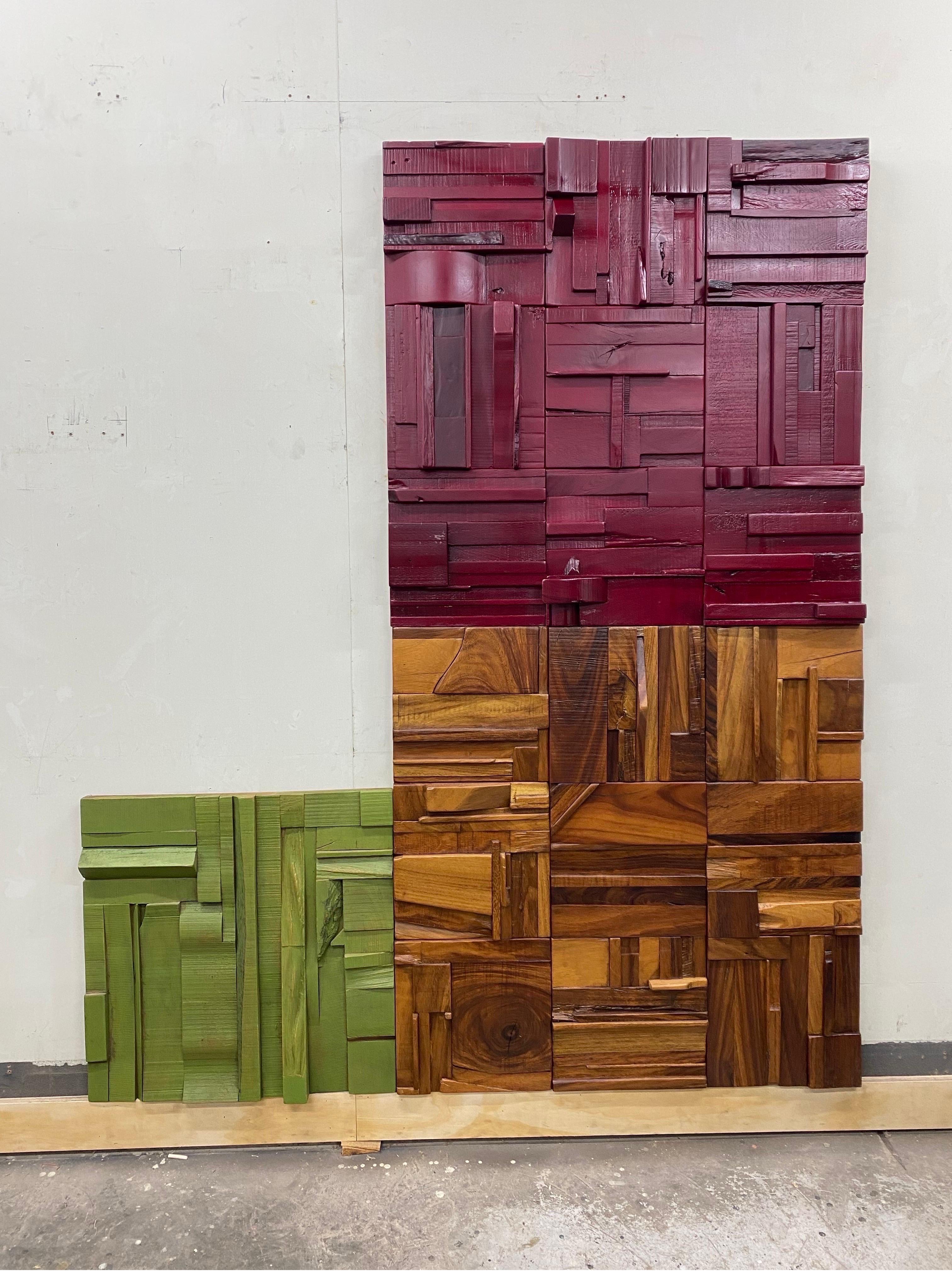 Beetroot Red Collage Artwork Panel 36x36” For Sale at 1stDibs