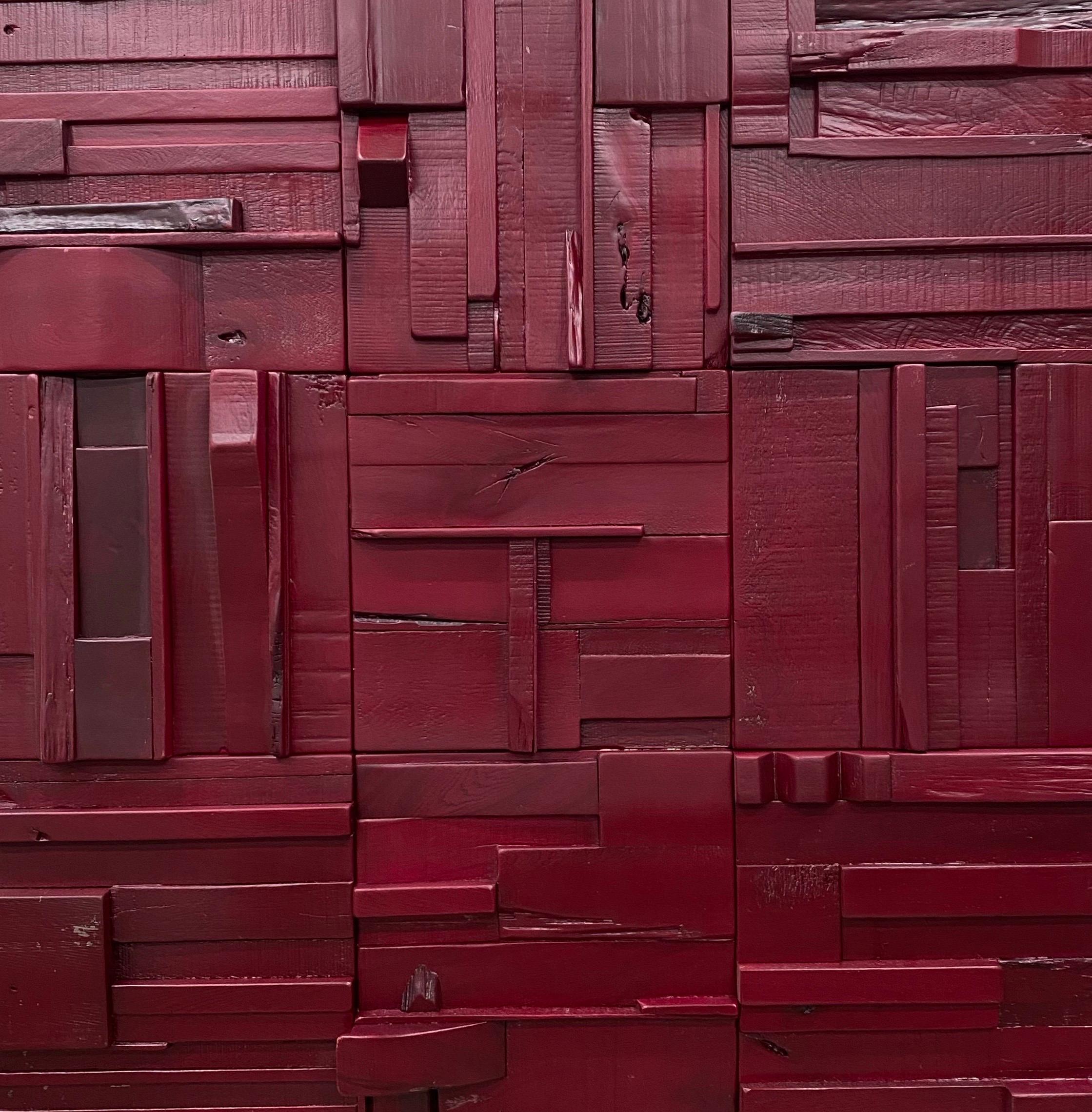 Beetroot Red Collage Artwork Panel 36x36” For Sale at 1stDibs