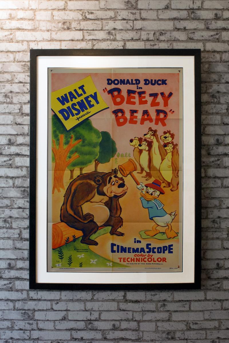 Beezy Bear is a Disney animated short featuring Donald Duck, who appears as a beekeeper. This is Humphrey the Bear's fifth appearance. The cartoon portrays Humphrey as a honey-stealing bear.

Linen-backing:
£150

Framing options:
Glass and