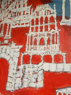 „Bevor die Ruine“ Abstrakte architektonische Elemente Gemälde in Mischtechnik auf Leinwand