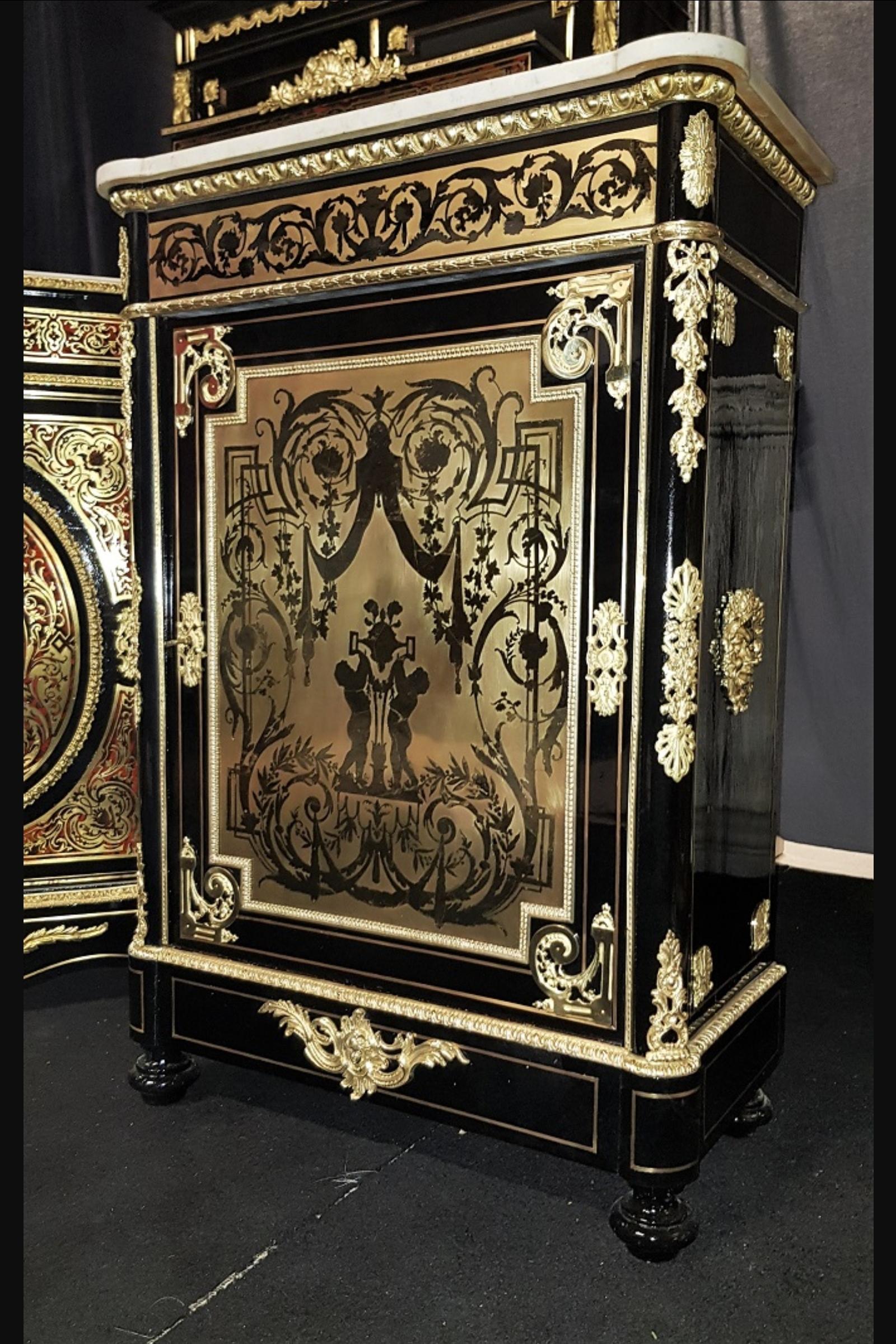 French Befort Jeune Boulle Napoleon III Cabinet, France, 19th Century