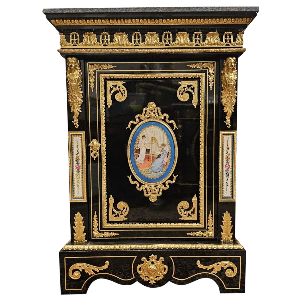 Befort Jeune French Black Cabinet Napoleon III Sèvres Porcelain Gilt Bronze 19th