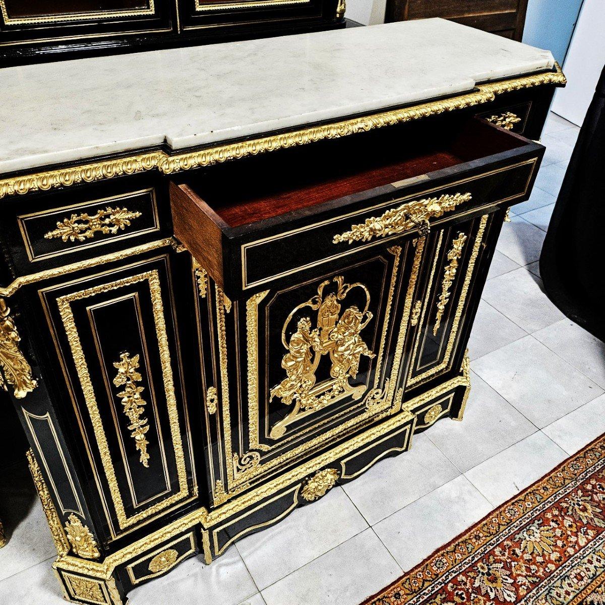 Befort Jeune Napoleon III French Black Gold Bronze Marble Cabinet 19th Cent 3