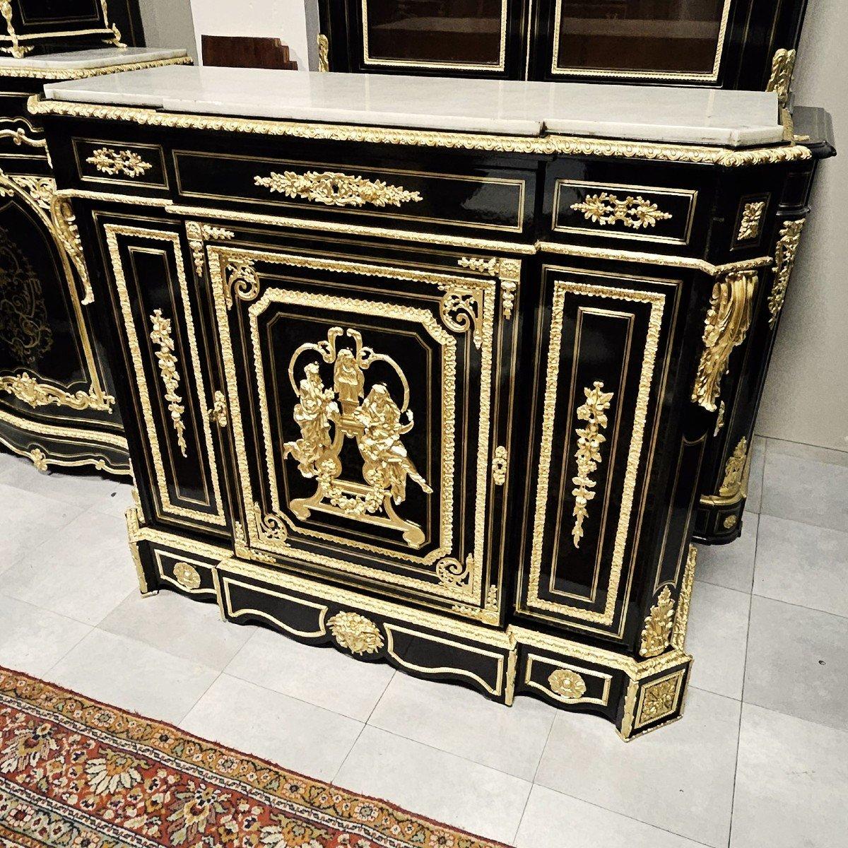 Befort Jeune Napoleon III French Black Gold Bronze Marble Cabinet 19th Cent 5