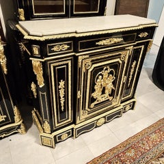 Befort Jeune Napoleon III French Black Gold Bronze Marble Cabinet 19th Cent