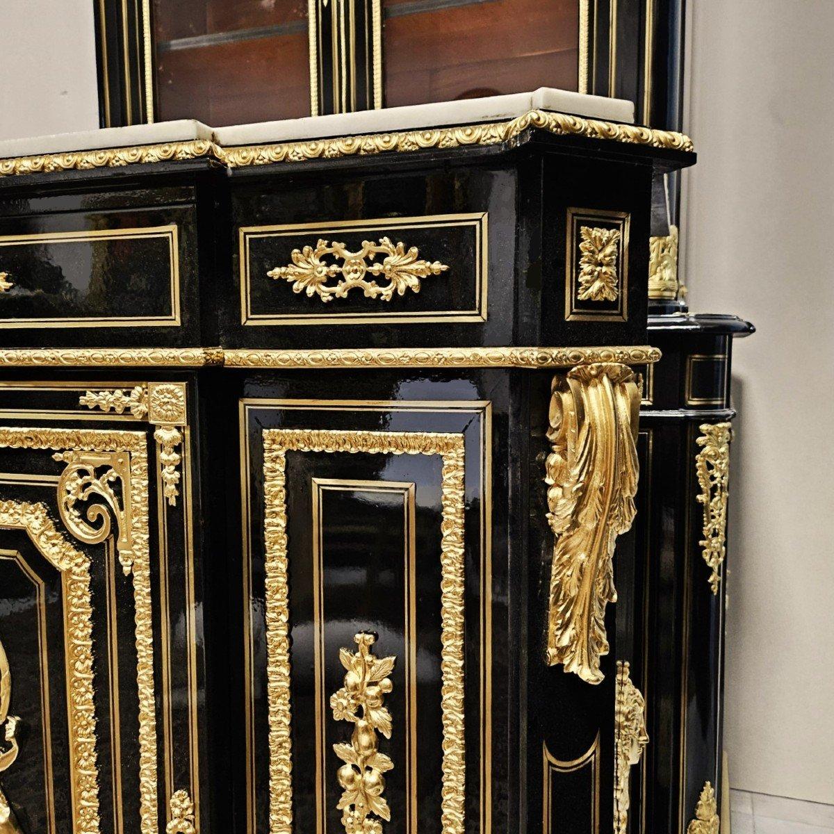 Befort Jeune Napoleon III French Black Gold Bronze Marble Cabinet 19th Cent In Good Condition In Paris, FR
