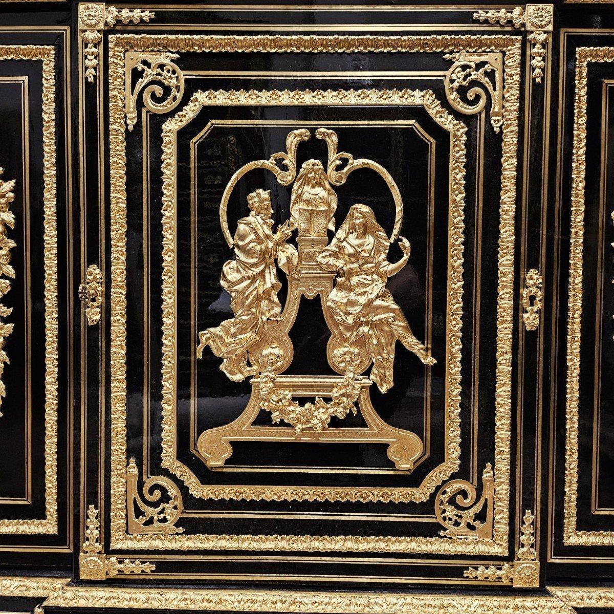 Brass Befort Jeune Napoleon III French Black Gold Bronze Marble Cabinet 19th Cent