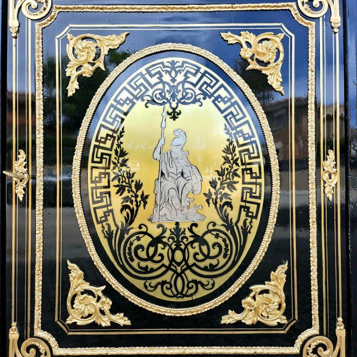 Befort Jeune stamped Boulle Marquetry Style French Cabinet Gilt Napoleon III In Good Condition For Sale In Paris, FR