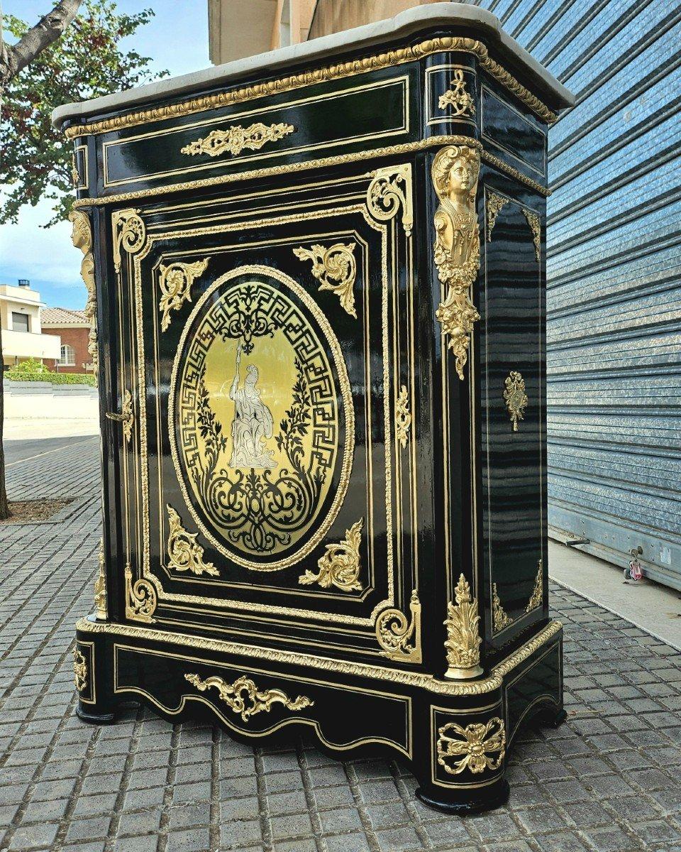 Befort Jeune stamped Boulle Marquetry Style French Cabinet Gilt Napoleon III For Sale 3