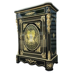 Befort Jeune estampado Boulle Marquetería Estilo Gabinete Francés Dorado Napoleón III